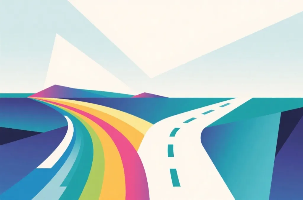 两条不同节奏的道路选择插画